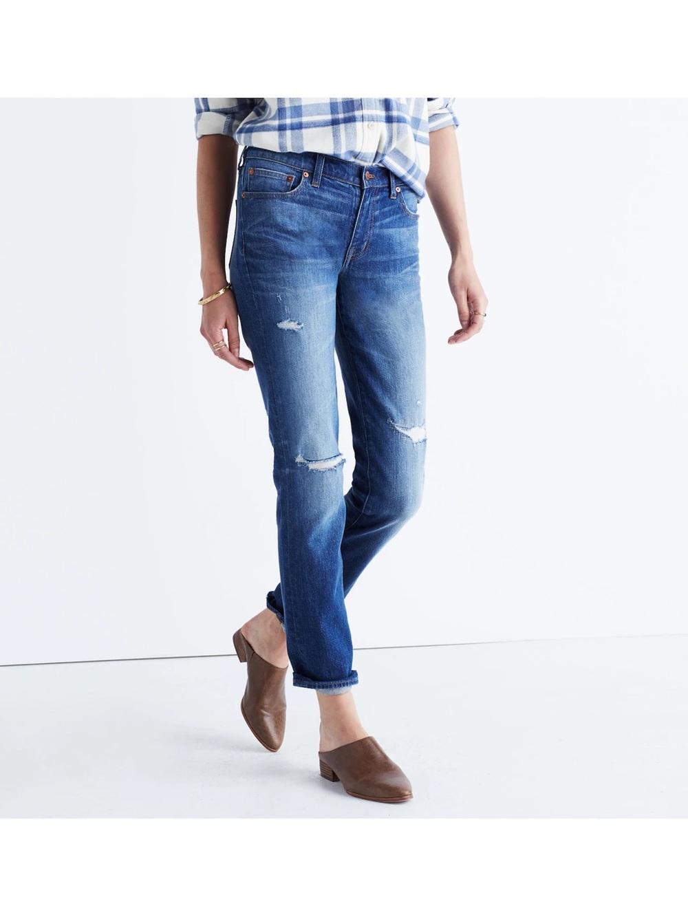 Madewell Slim Boyjean Jean Women's Size 29 Medium Wash Distressed Relaxed Fit